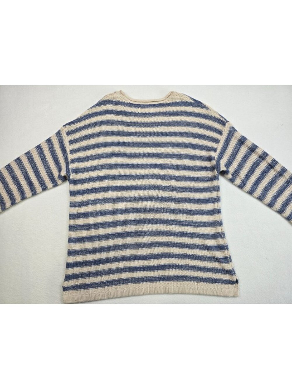 Kim Rogers XL Womens Striped Sweater Blue & Beige Cotton Blend - Picture 3 of 4